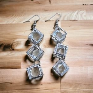 Silver Cubed Earrings